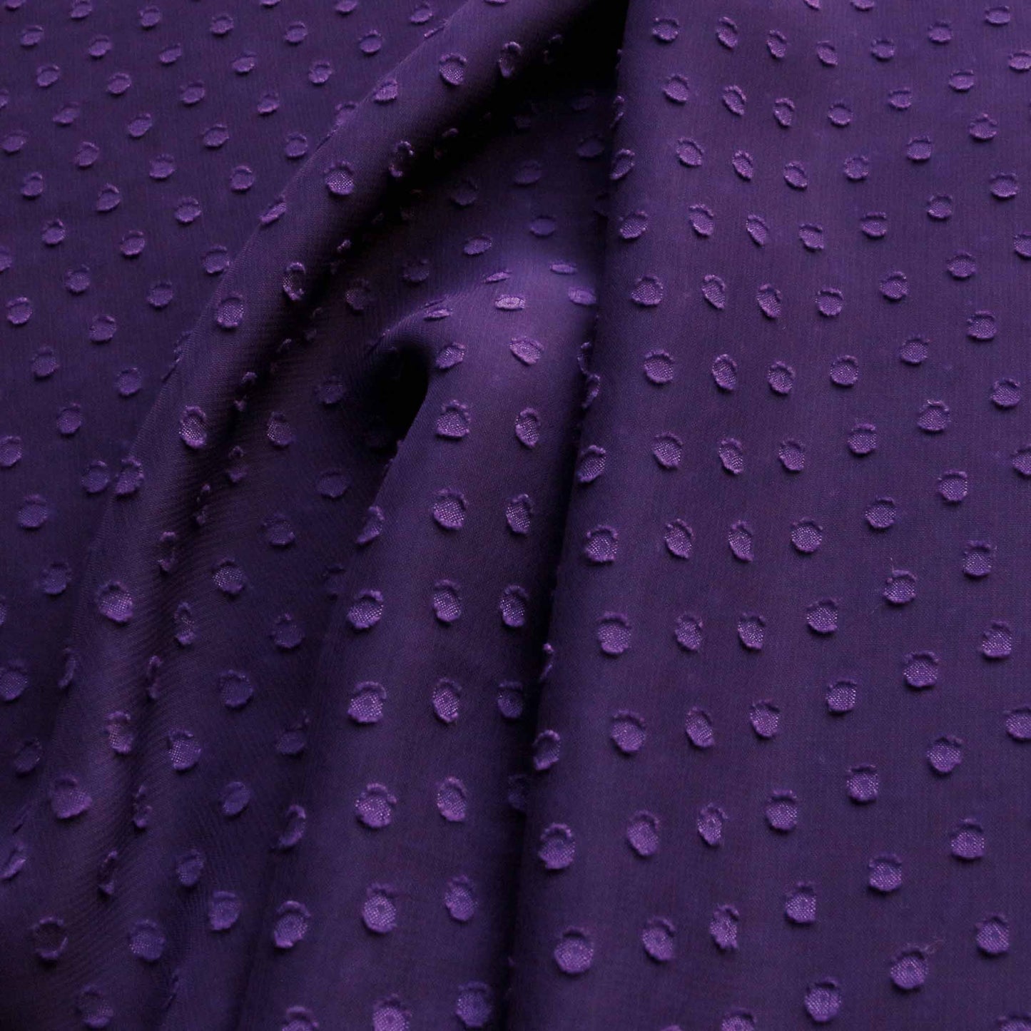 swiss clip purpl chiffon with jacquard polka dot pattern dressmaking fabric