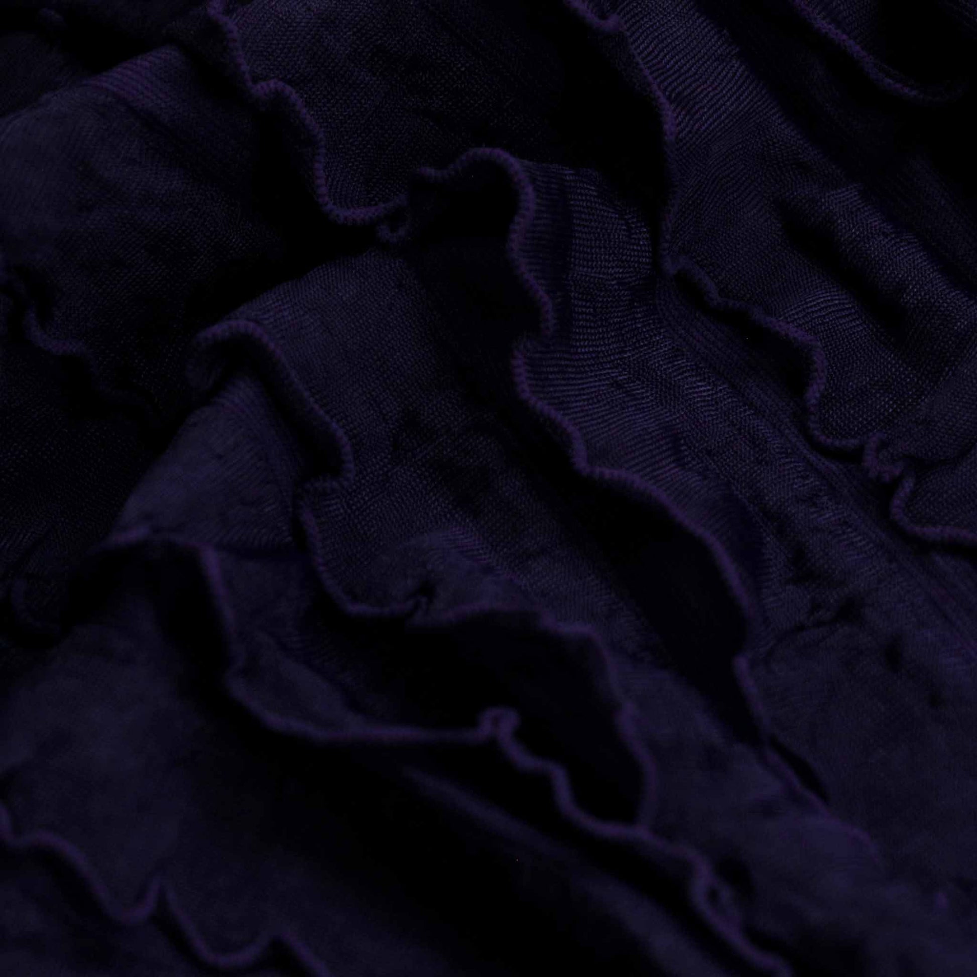 purple frilly rara ruffle dressmaking fabric stretchy