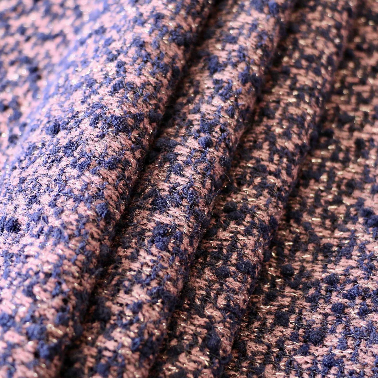 purple jersey boucle dressmaking fabric with silver wool pattern