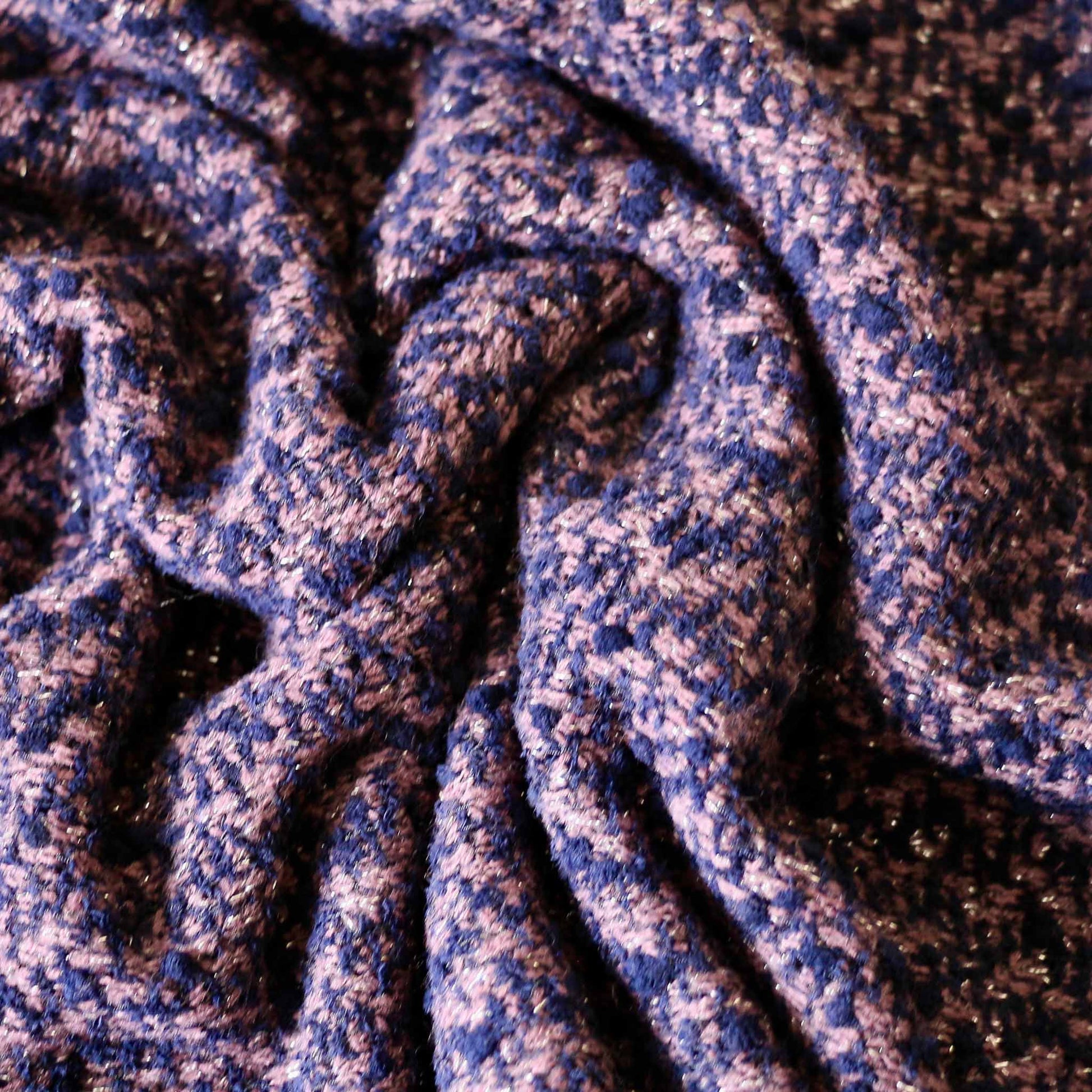 purple and silver wool boucle jersey dressmaking fabric