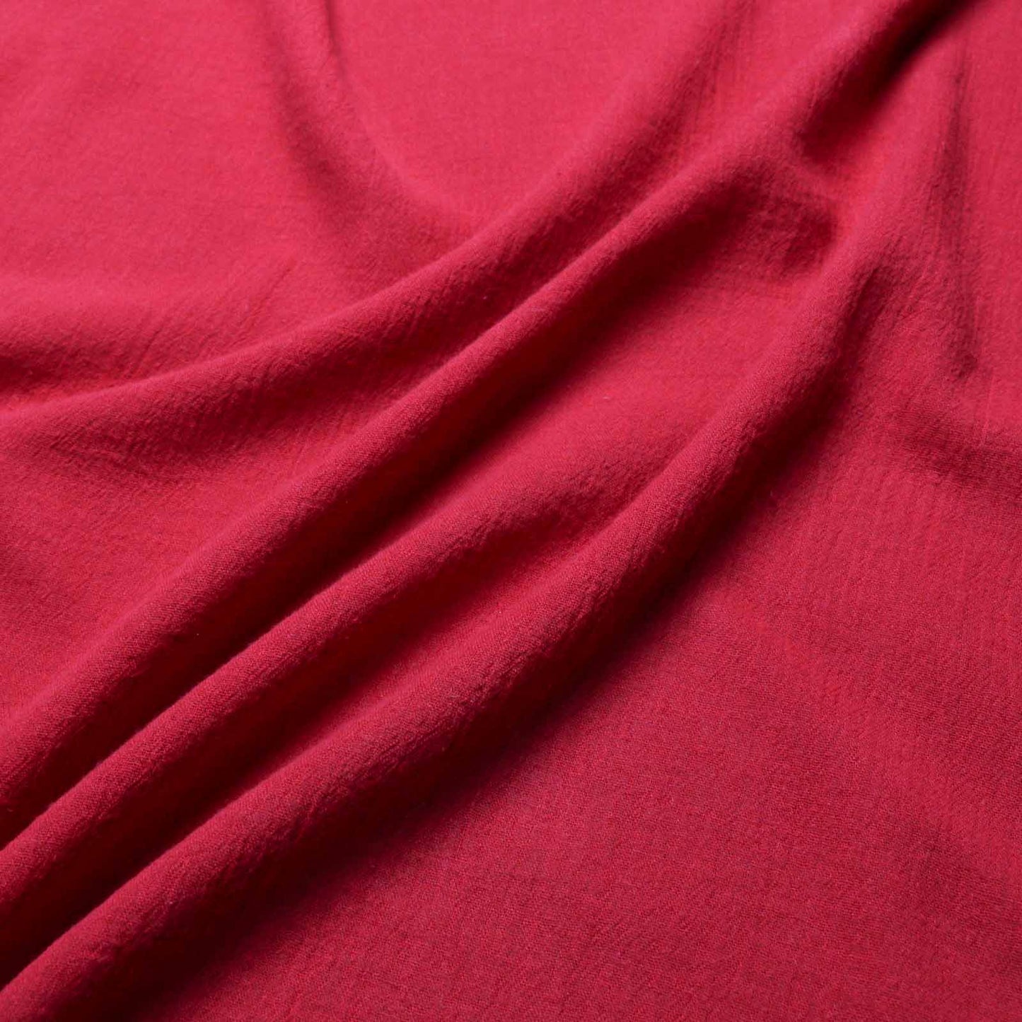 plain red cotton dressmaking fabric voile with crinkle texture