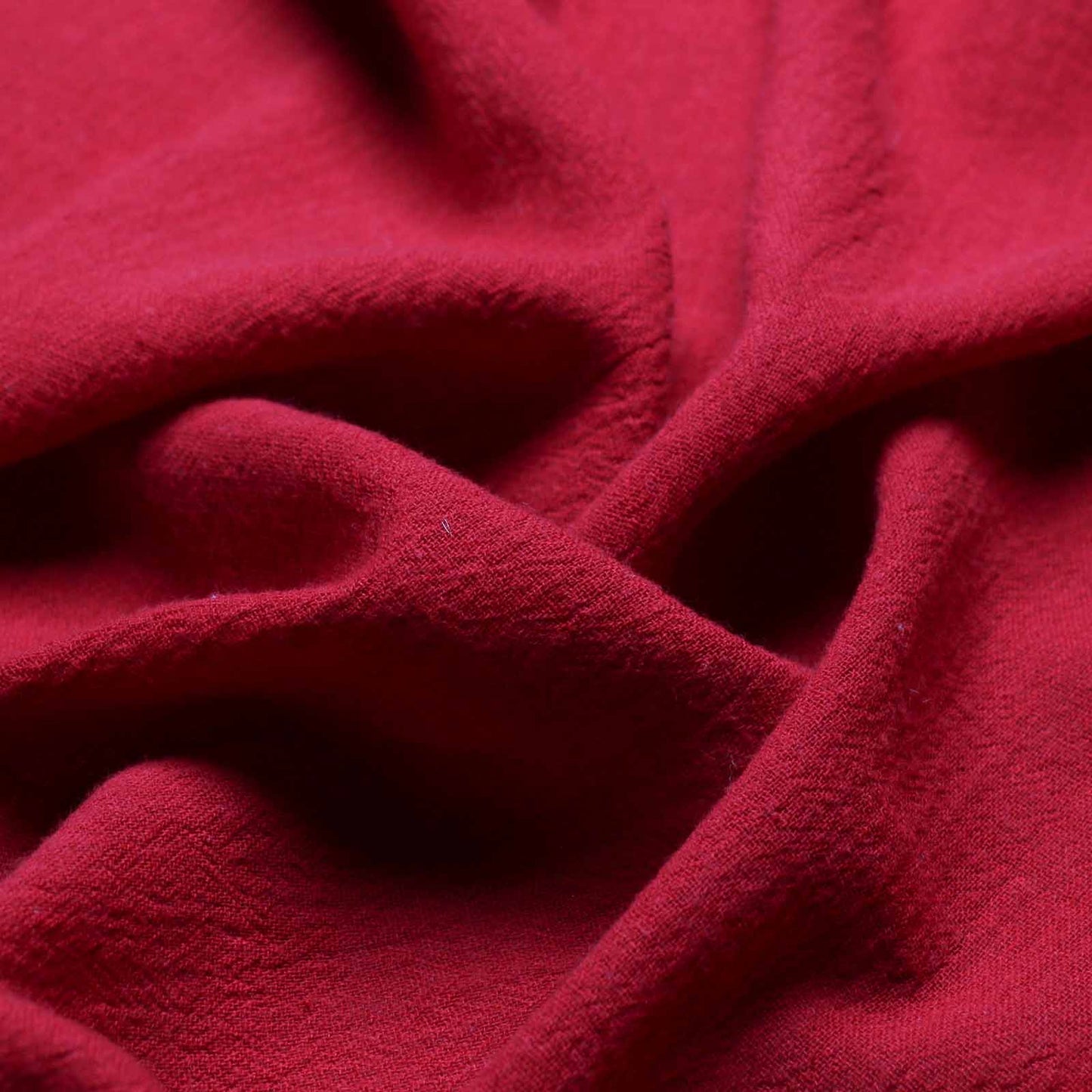 crinkle textured plain red cotton gauze dressmaking fabric