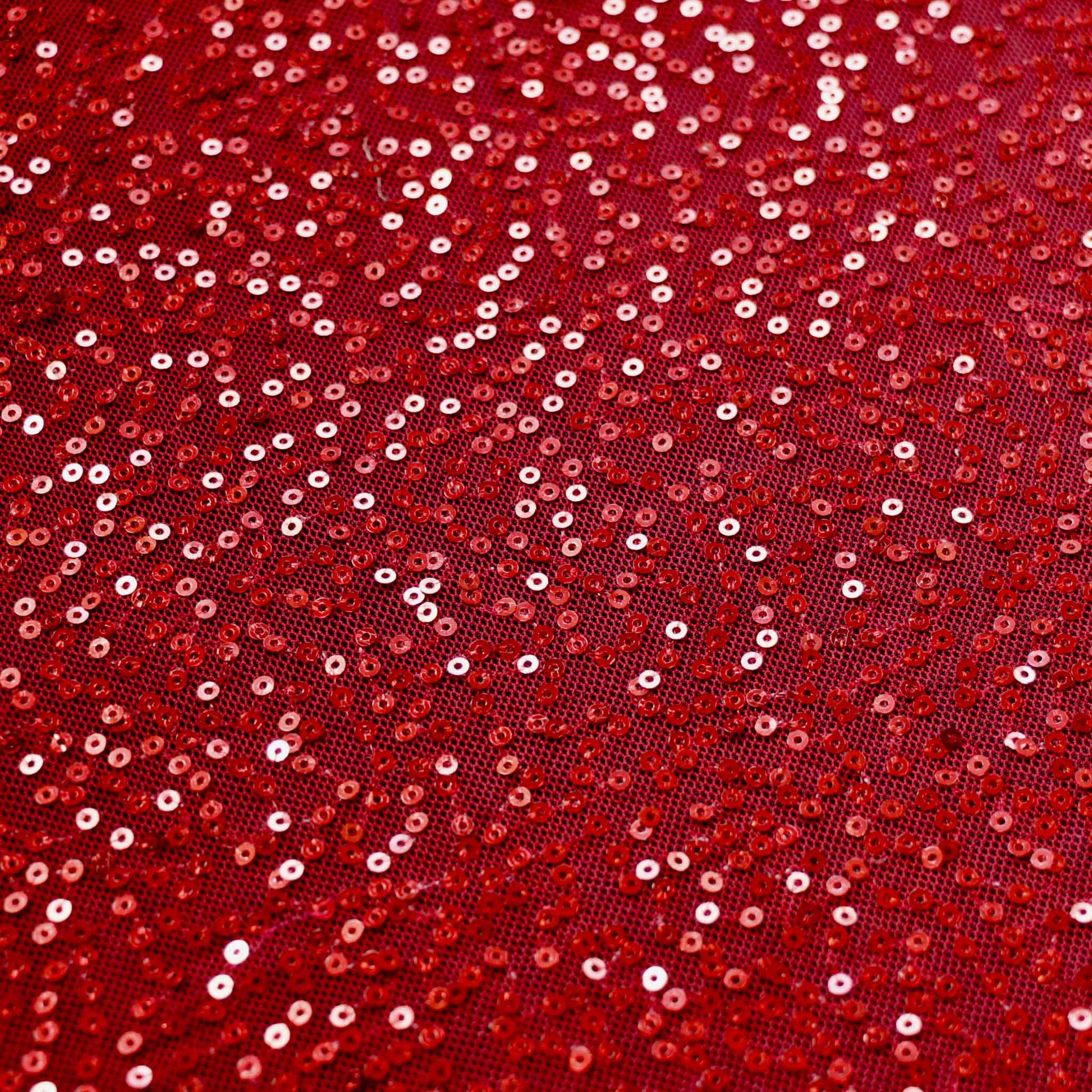 SEQUIN MESH FABRIC, Sewn on 3mm sequins, Red, Blue