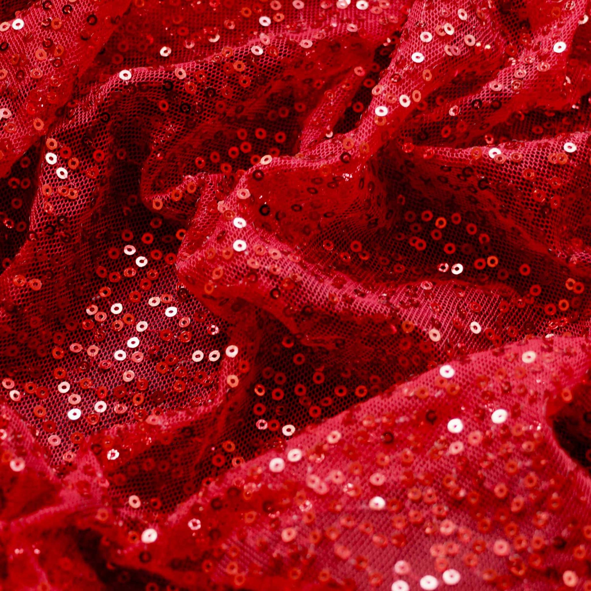 red sequin mesh sewn dressmaking