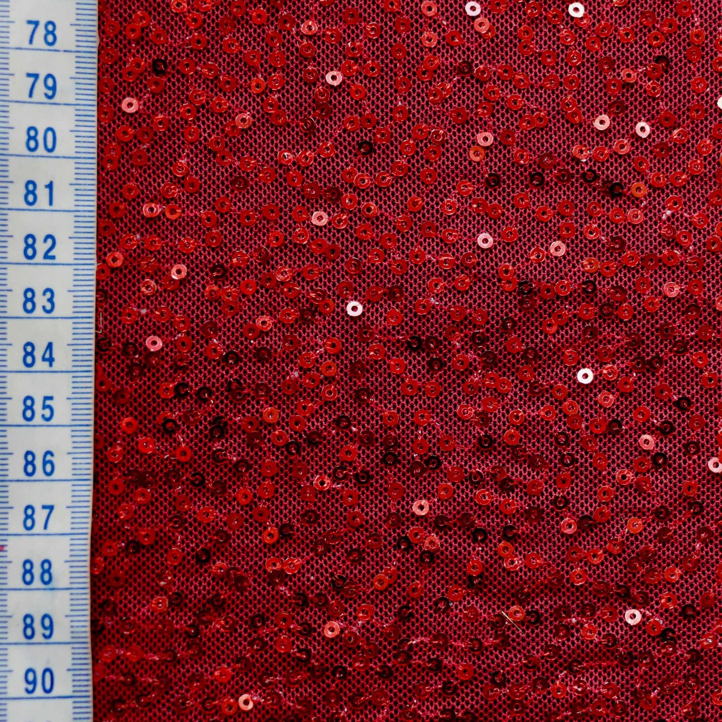 metre red sewn sequin mesh fabric for dressmaking