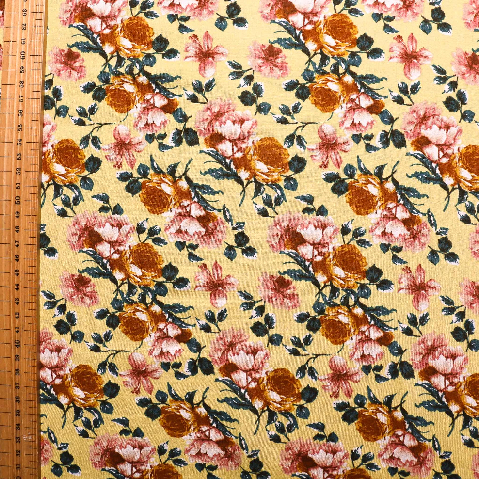metre floral rose viscose challis dressmaking fabric