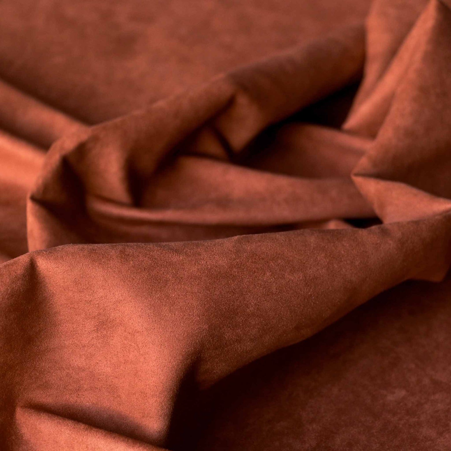rust coloured satin back suedette dressmaking fabric