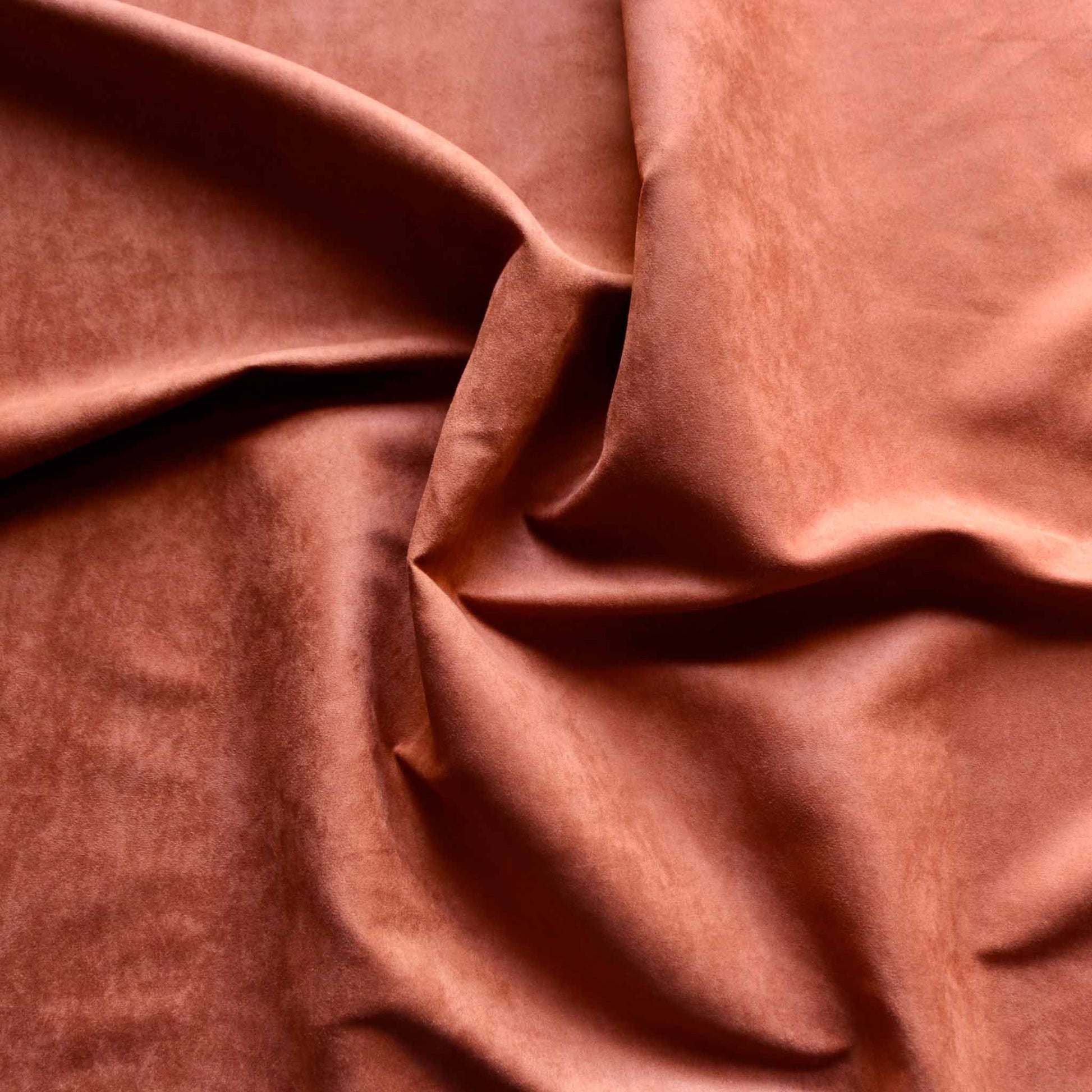 satin back faux suede rust orange fabric for dressmaking