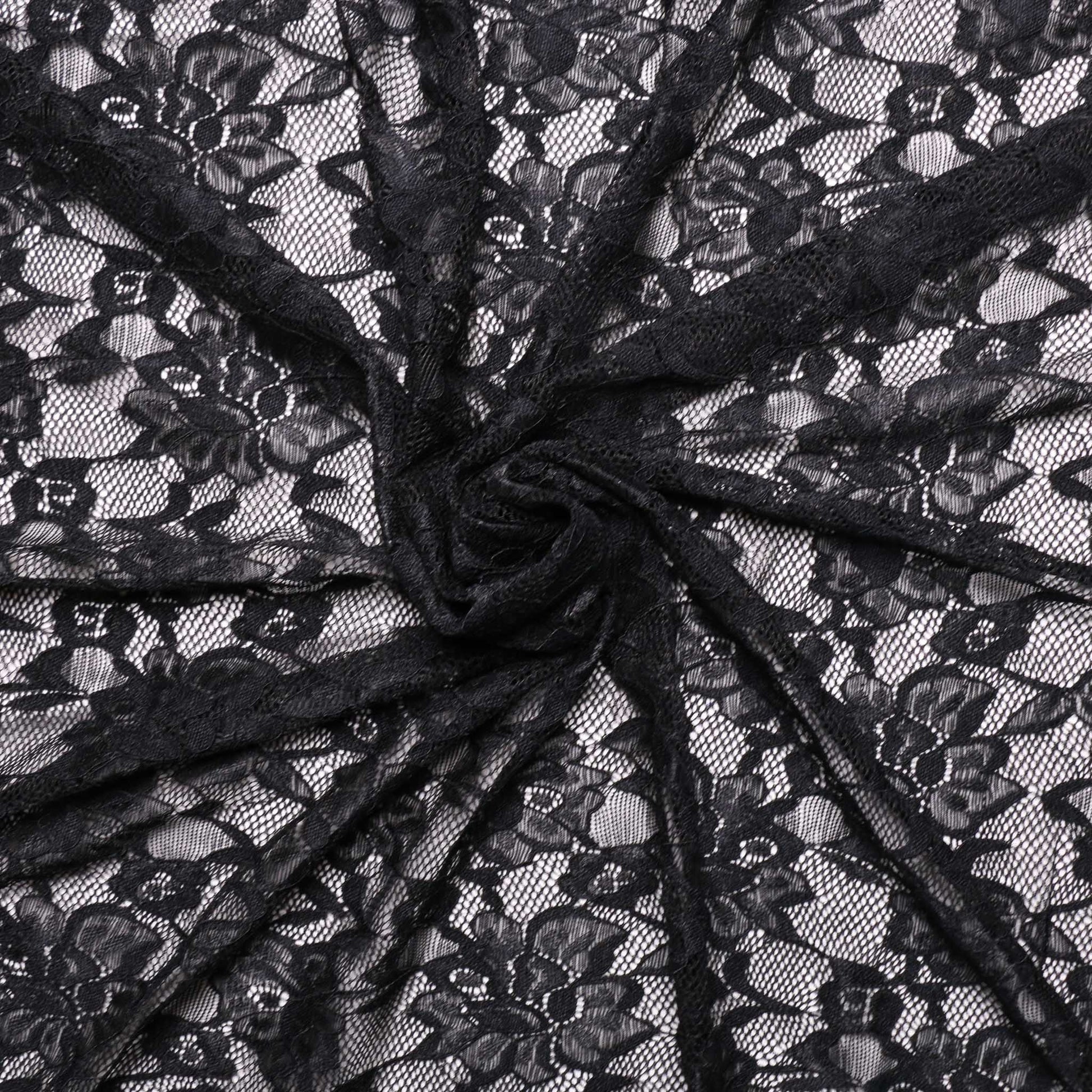 black scalloped edge corded lace dress fabric