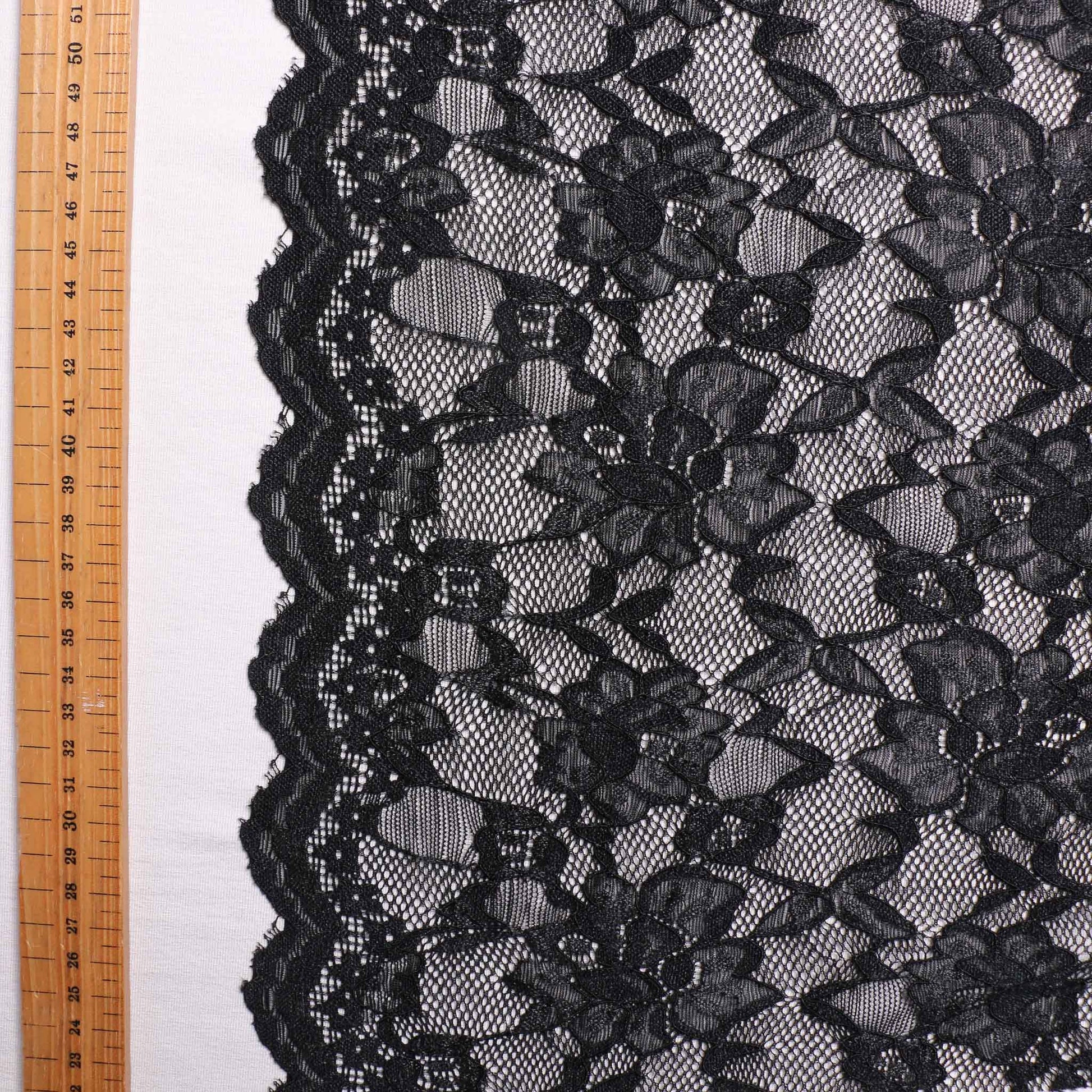 metre black lace dress fabric with scalloped edge