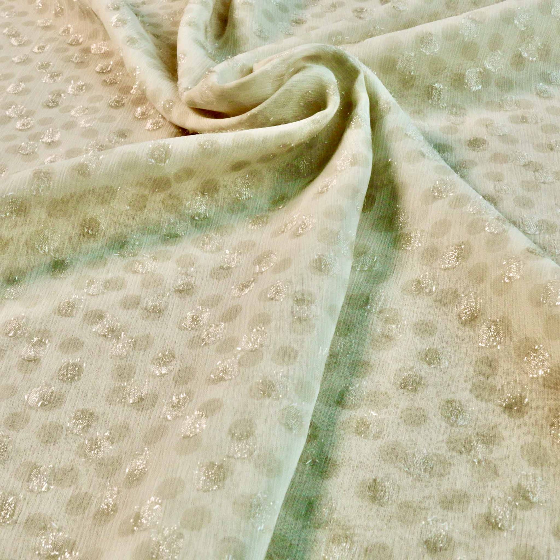 flocked chiffon polka dot shimmer effect dressmaking fabric