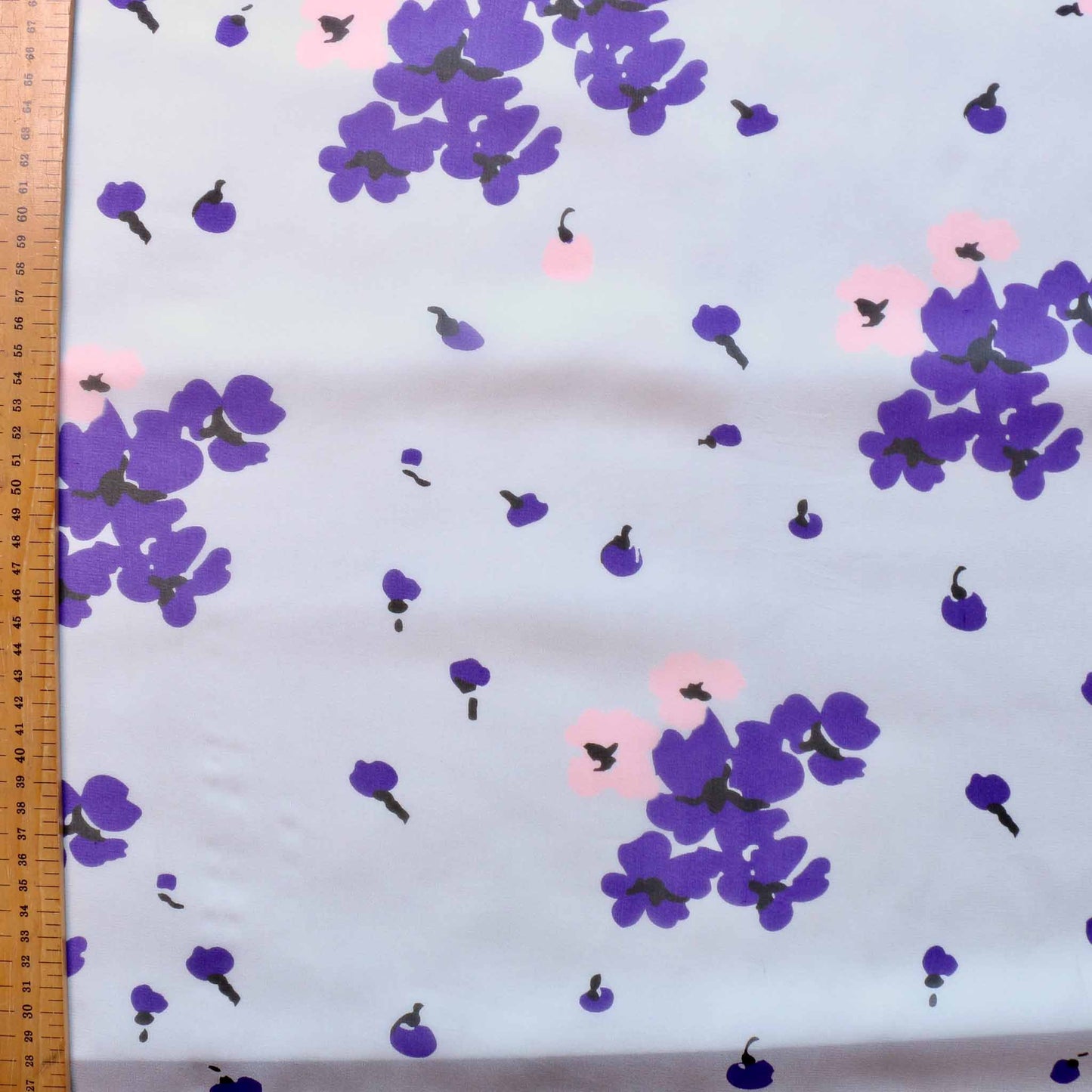 metre white and purple silk chiffon floral dressmaking fabric