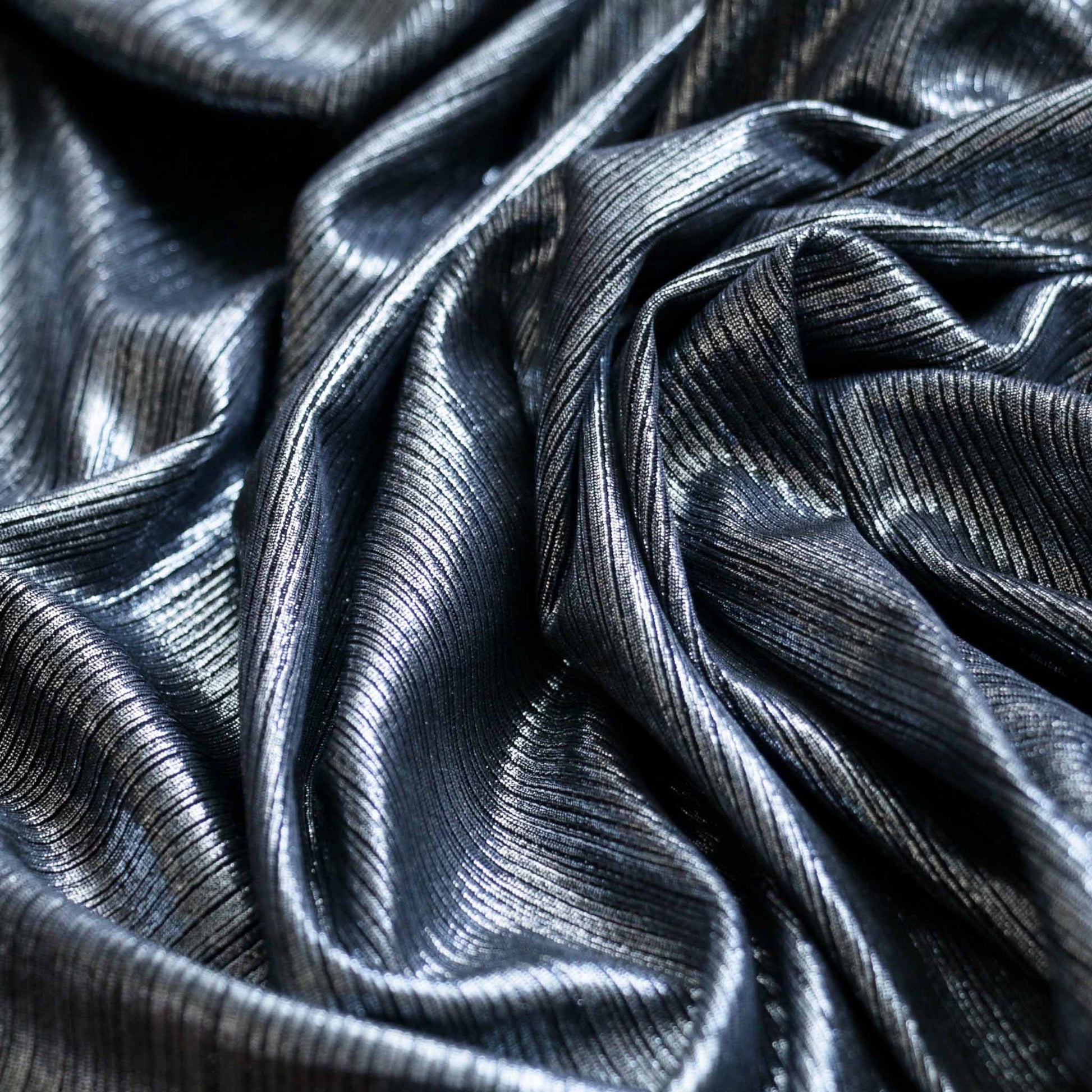 striped metallic silver lycra dressmaking fabric
