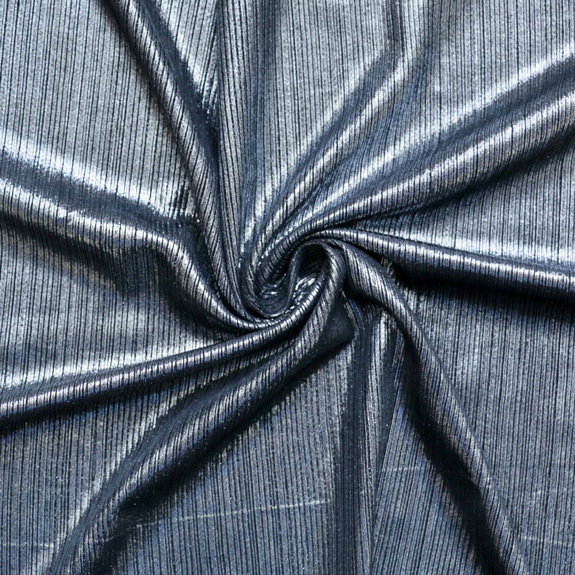 striped metallic silver dressmaking lycra fabric