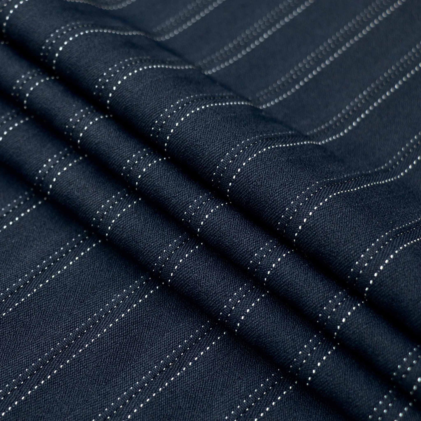 navy with white pinstriped suiting dressmaking stretchy fabric