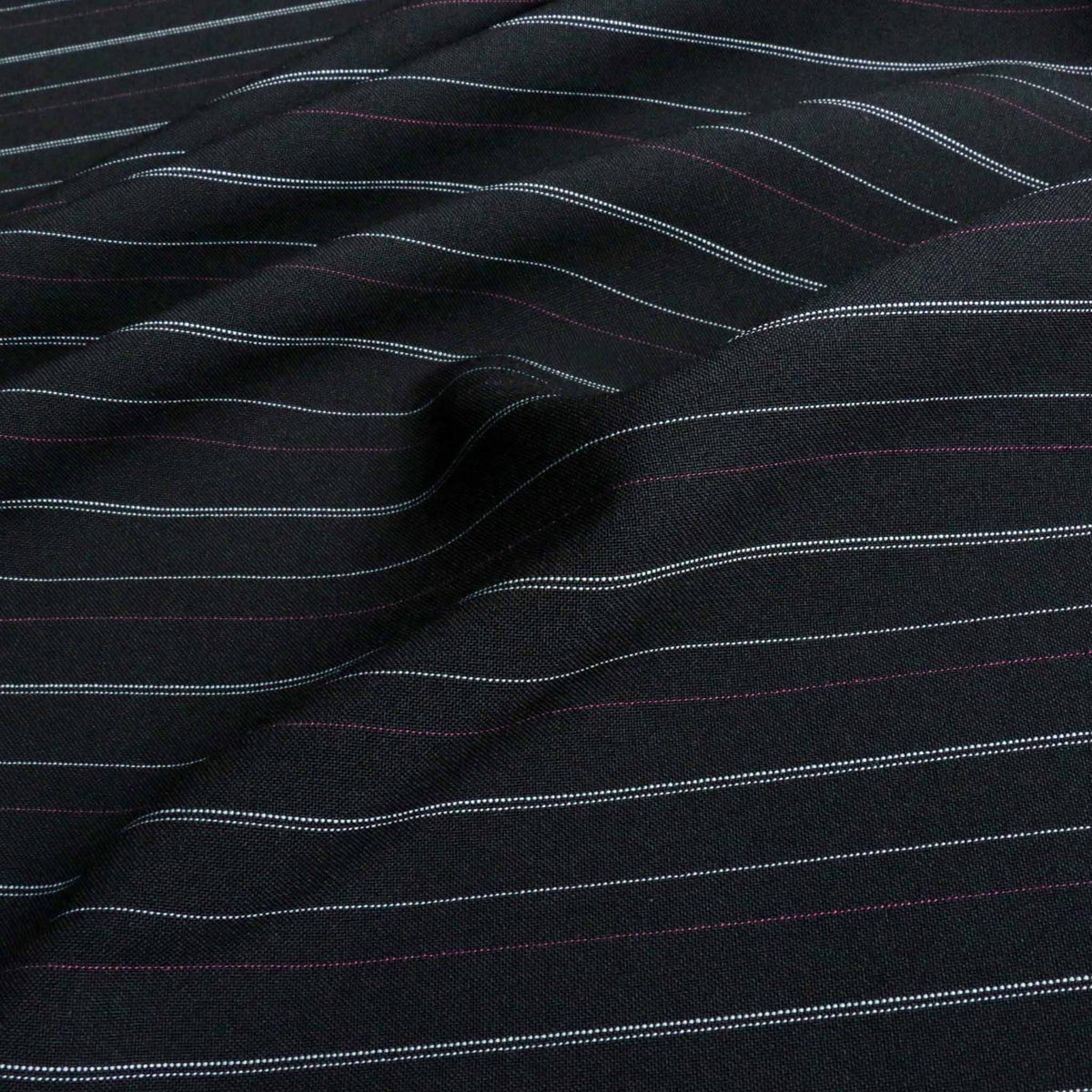 Bi Stretch Suiting Fabric - Pink and white pinstripe