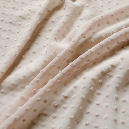 swiss dot pink chiffon dobby dressmaking fabric
