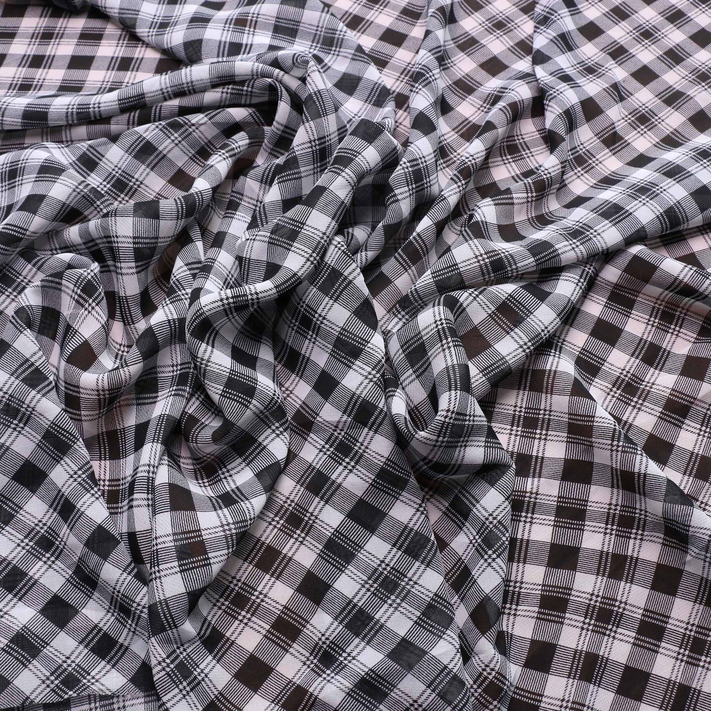 check chiffon dressmaking fabric on sale in black and white colours