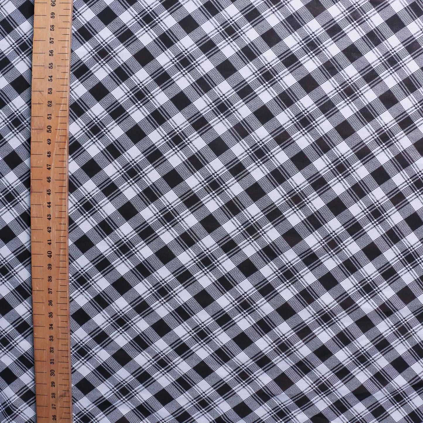 metre black and white check synthetic chiffon dressmaking fabric