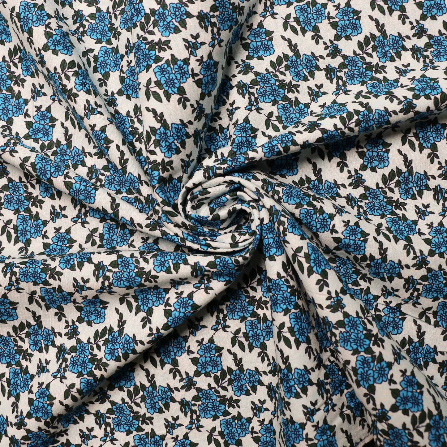 vintage sustainable cotton dressmaking fabric with retro floral pattern