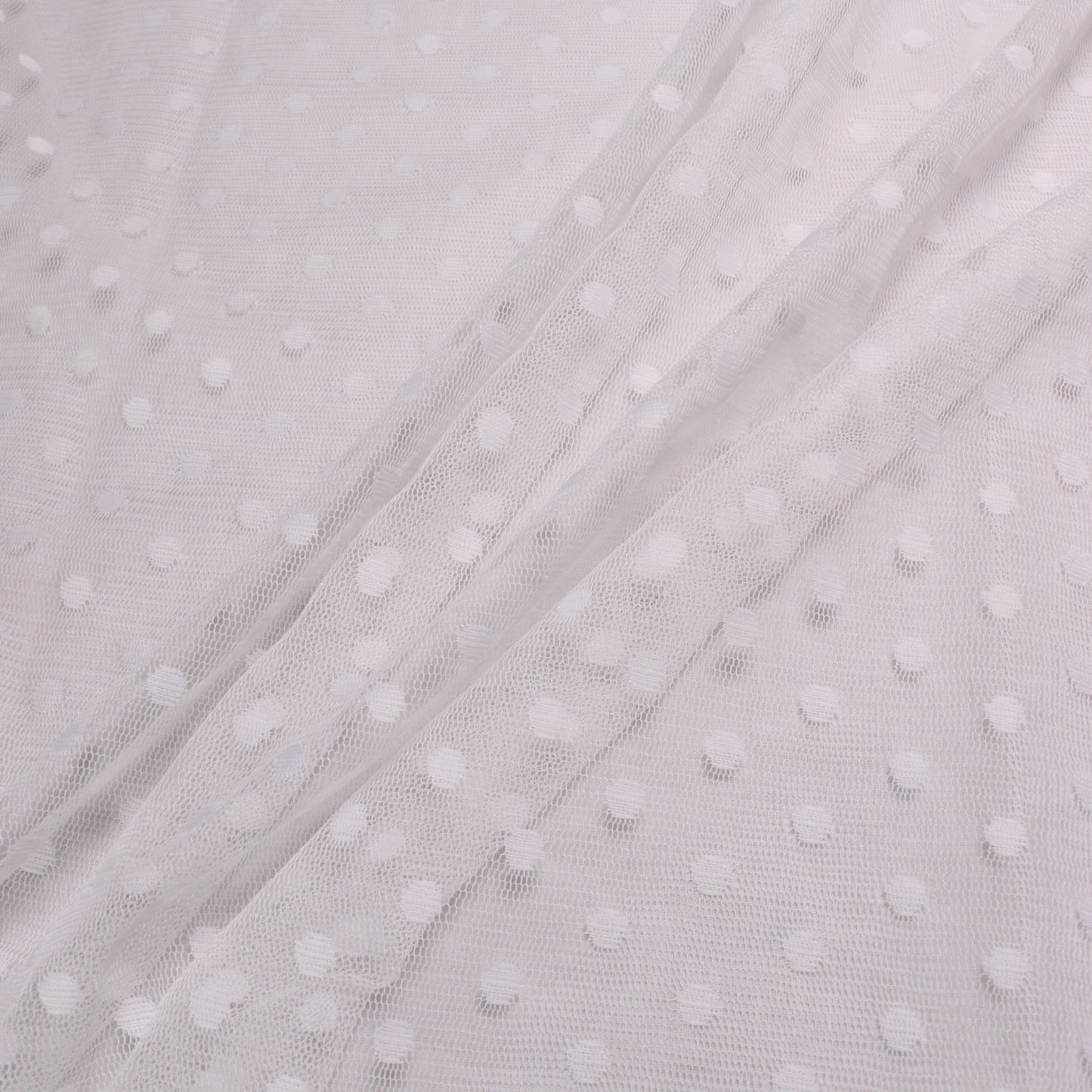 polka dot white dressmaking netting mesh fabric