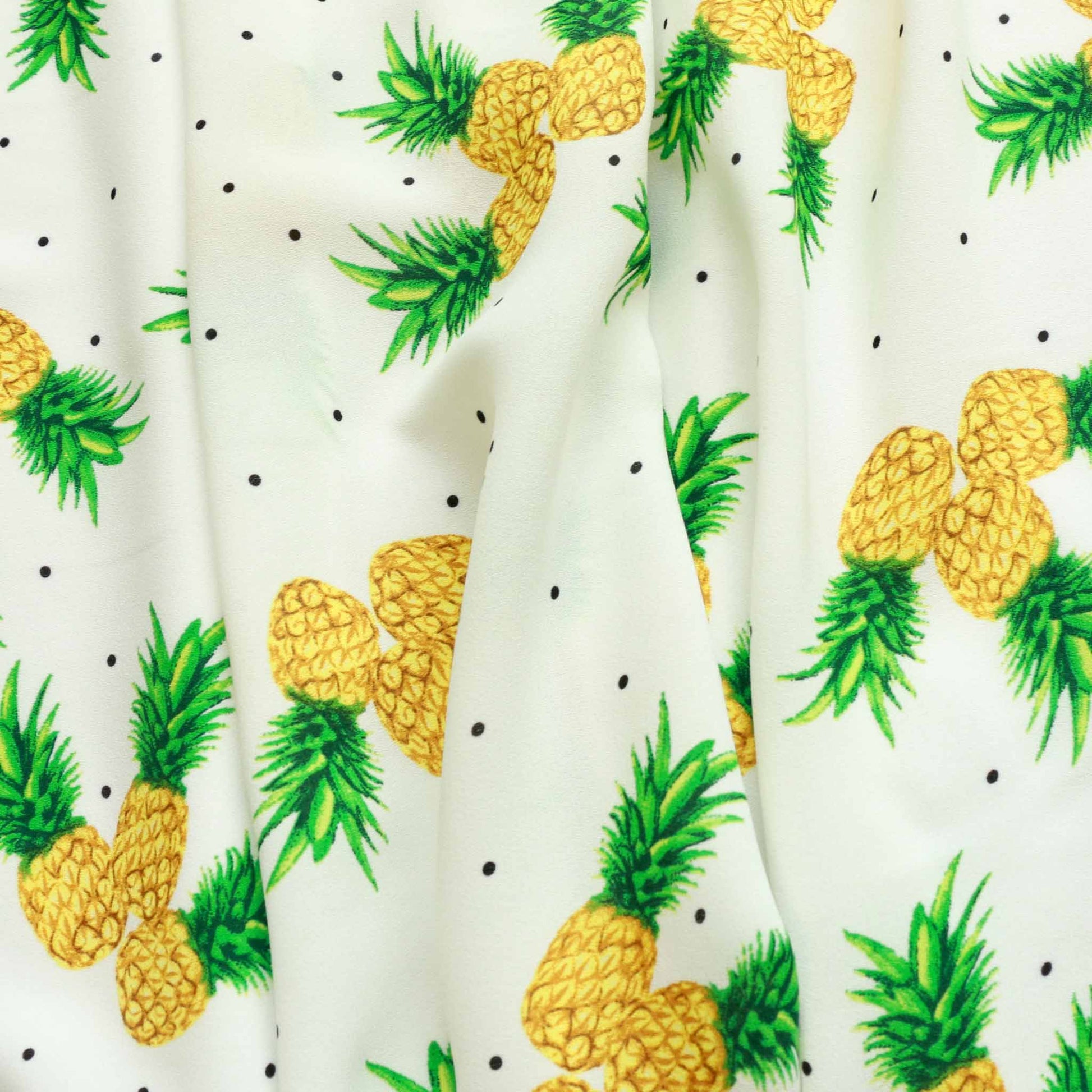 pineapple printed white georgette dressmaking fabric