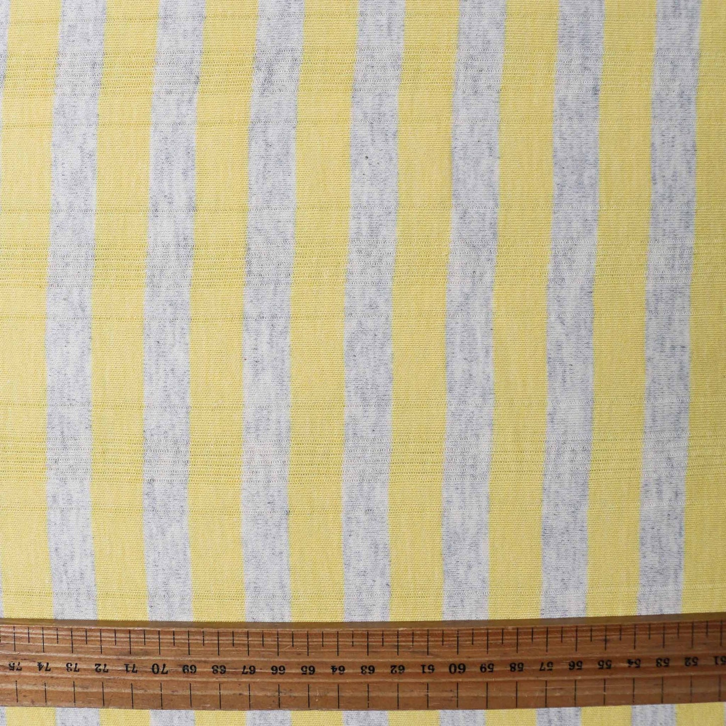 yellow grey striped polycotton jersey fabric for dressmaking from cloth control
