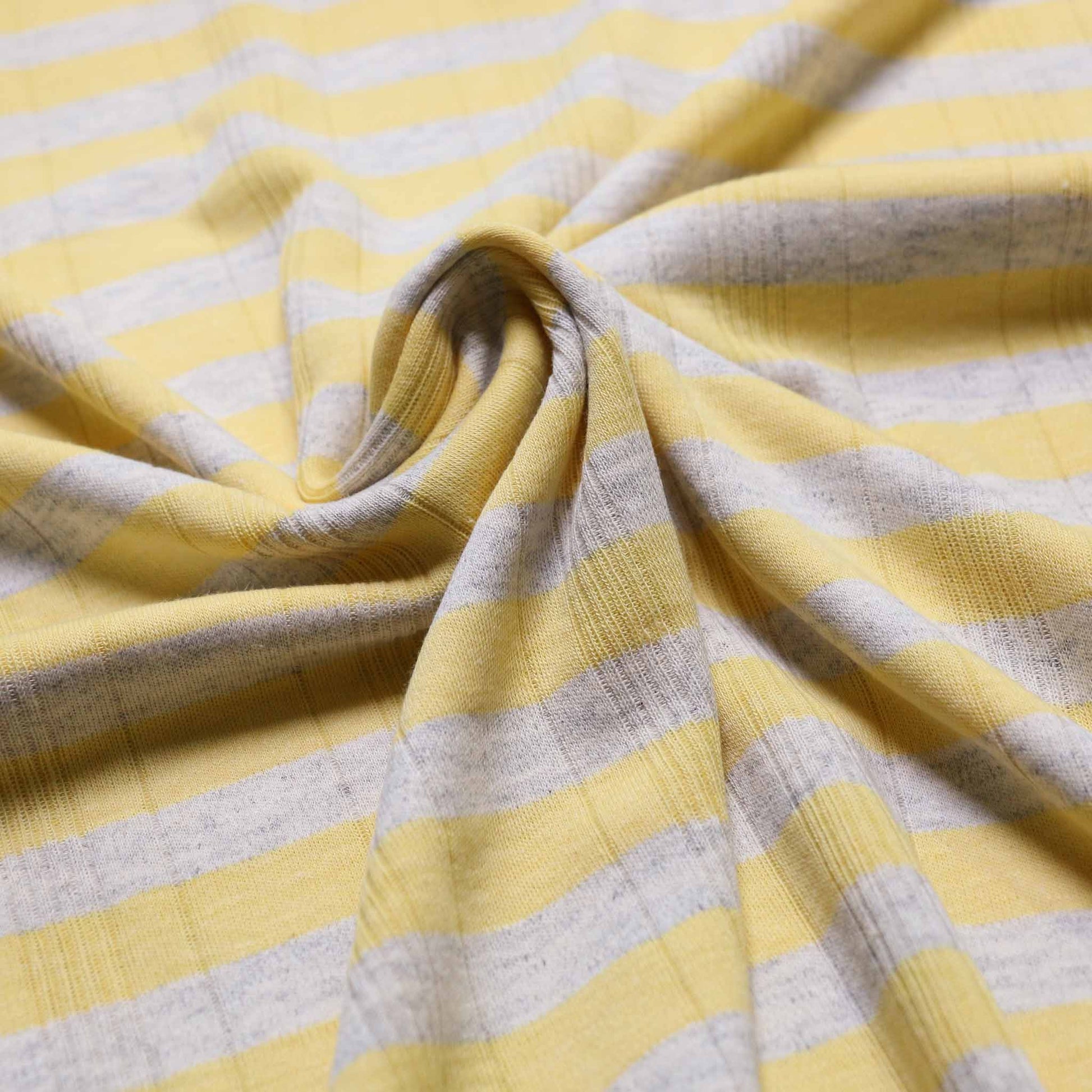 cloth controls yellow grey stripe jersey dressmaking fabric